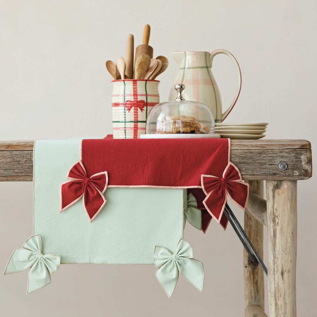 Cotton & Linen Table Runner with Detachable Bows