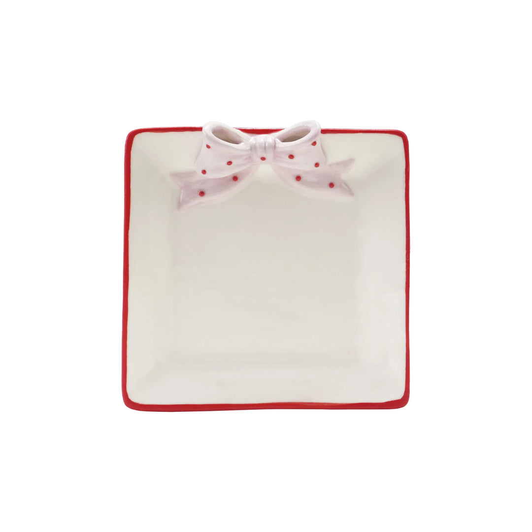 Hand-Painted Stoneware Striped Plate Pink & Red