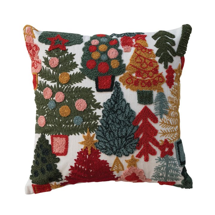 Embroidered Christmas Trees & Tufting Pillow