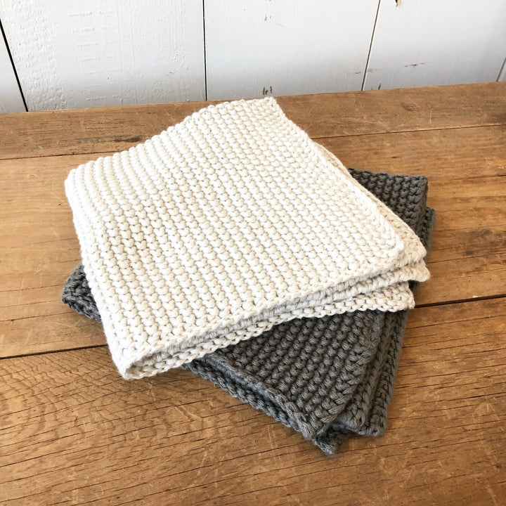 Dish Cloth Set - Cream and Grey
