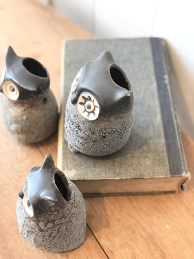 Stoneware Owl Vase (Set of 3)