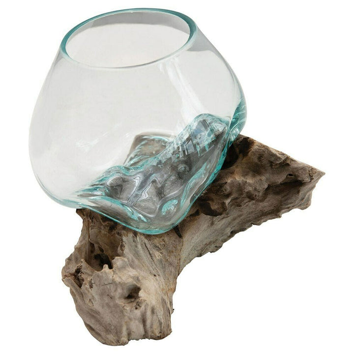 Glass Vase on Wooden Driftwood Base