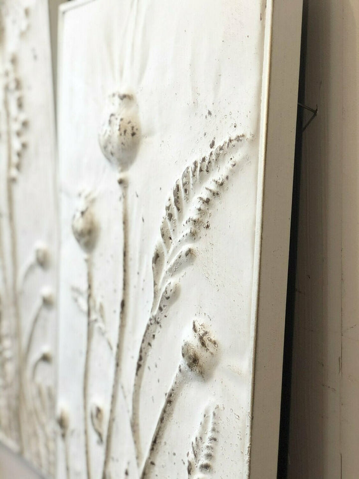 Matte Metal Embossed Flowers Set of 2 Wall Art