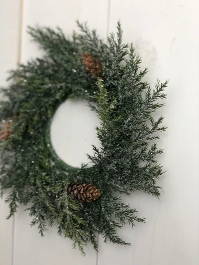 4.5" Frosted Arborvitae Candle Ring