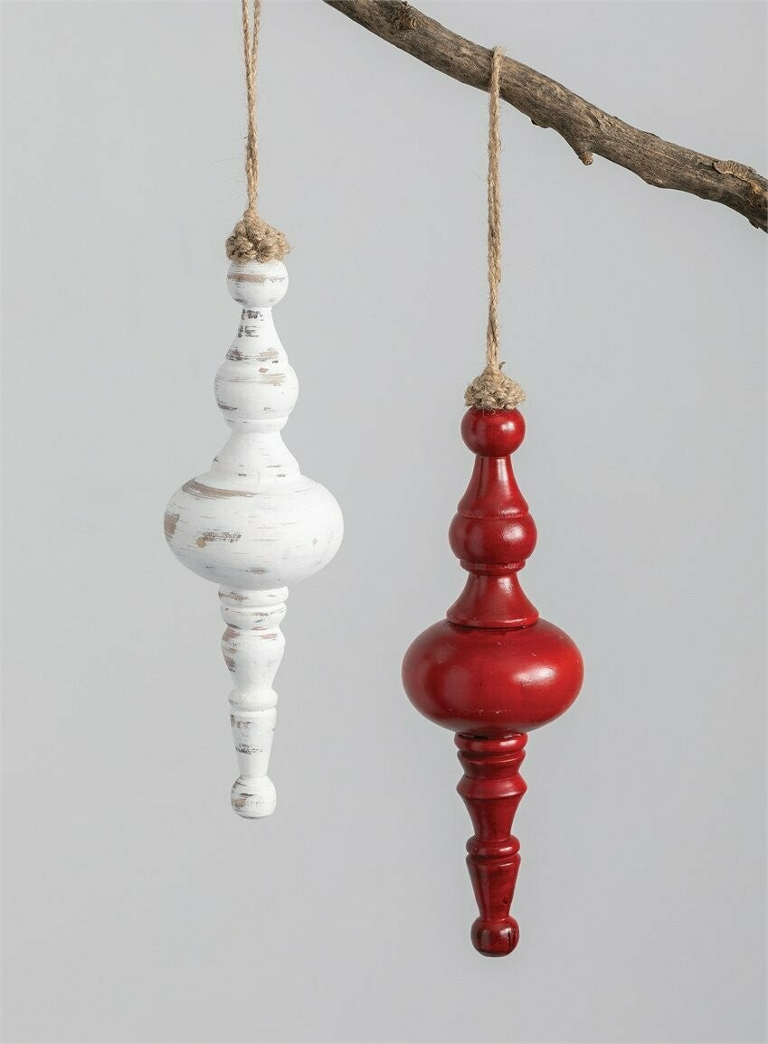 Red and White Finial Ornament