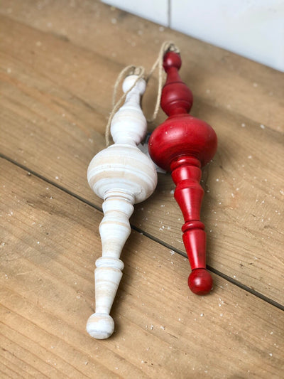 Red and White Finial Ornament