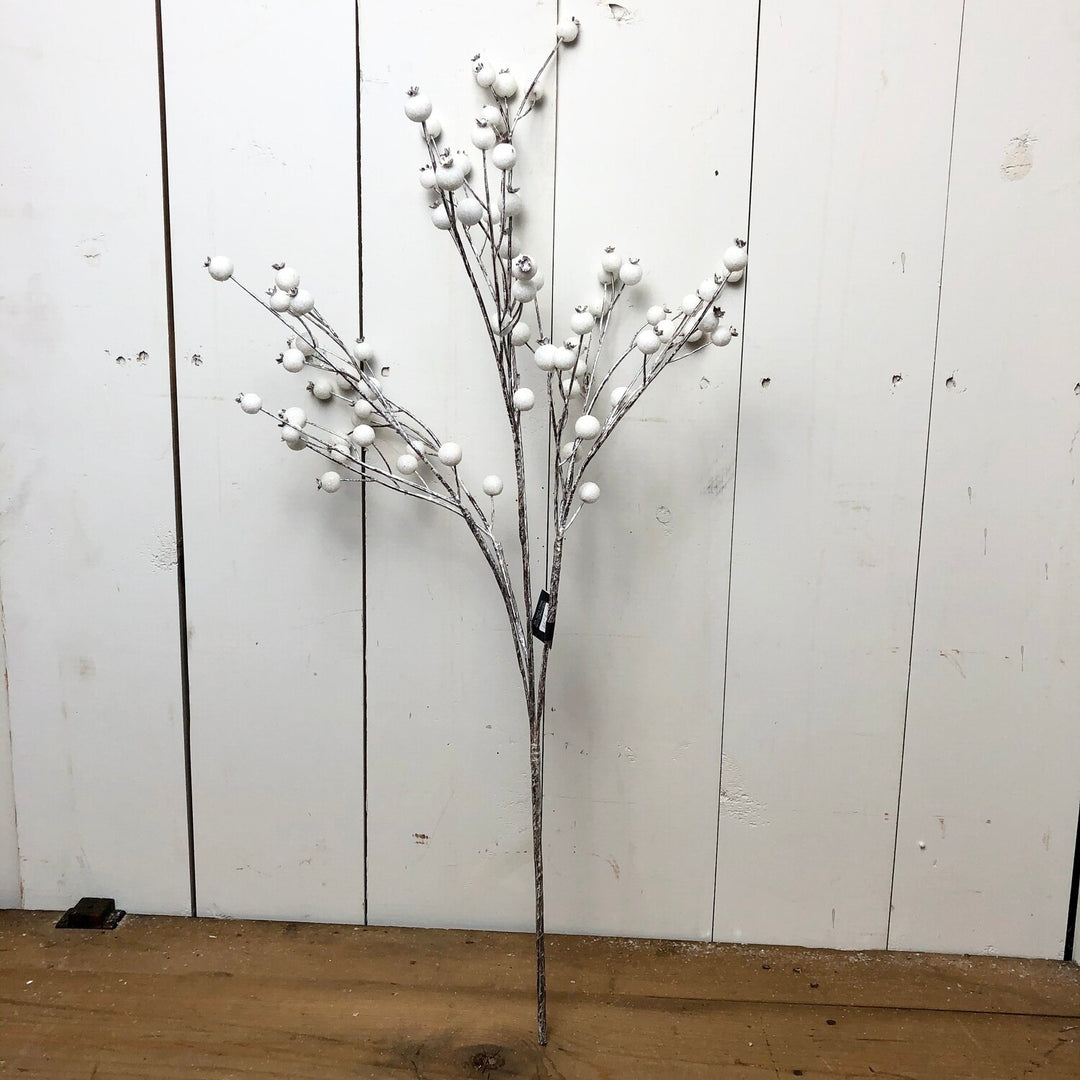 White Glitter Winter Berry Stem