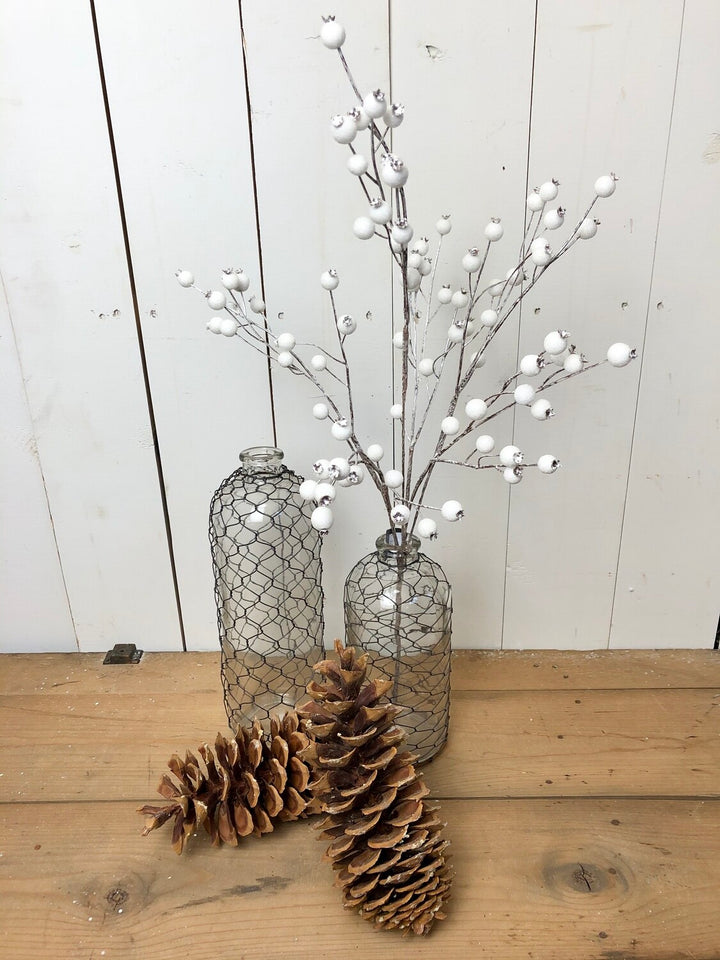 White Glitter Winter Berry Stem