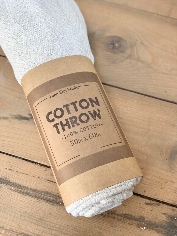 Cream Woven Throw Blanket