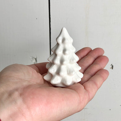 Set of 6 Small White Stoneware Trees