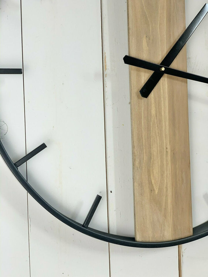Industrial Metal and Wood Wall Clock