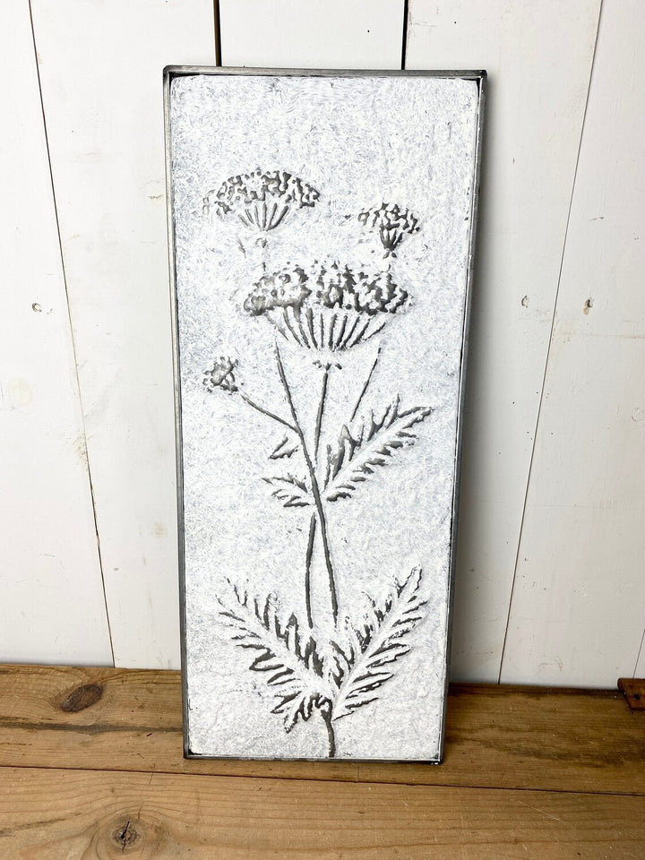 Metal White Washed Embossed Herb Prints
