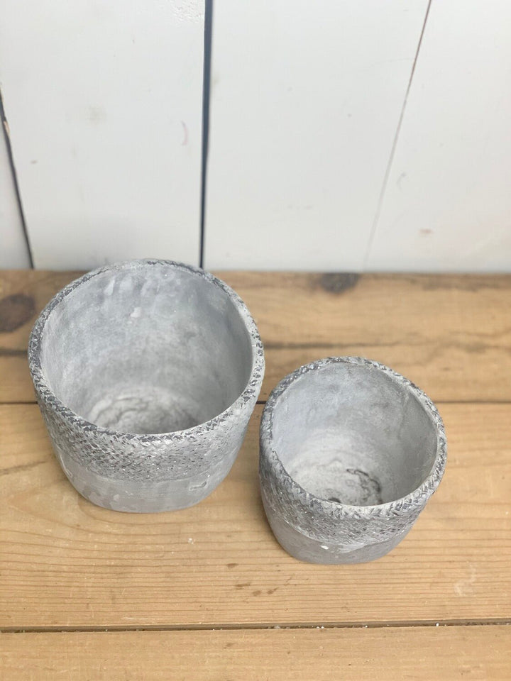 Basket Weave Patterned Cement Pots