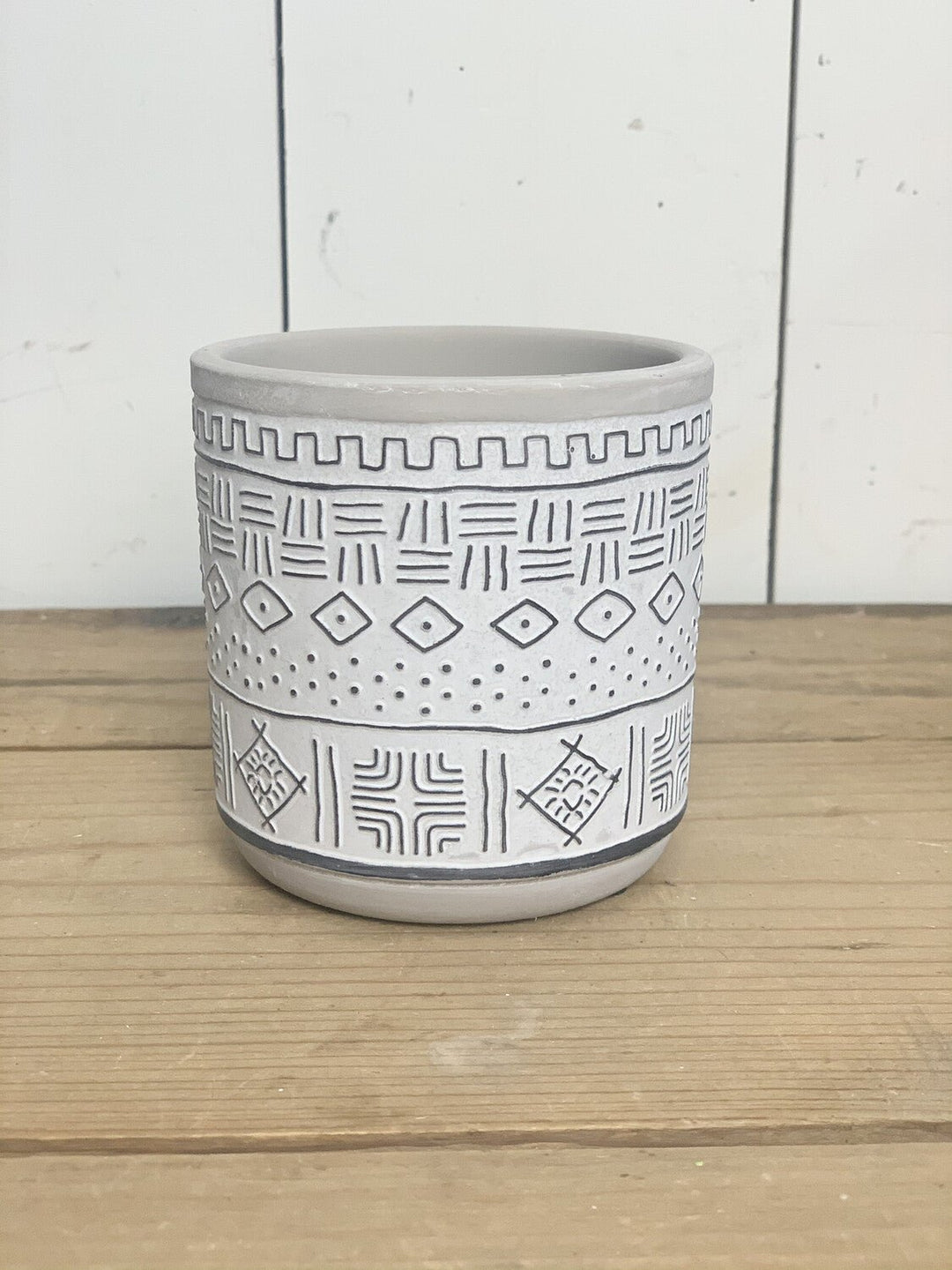 Small Black and White Cement Patterned Pots