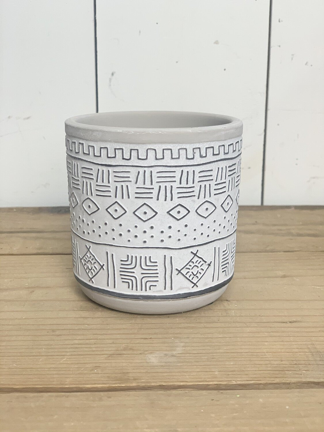 Small Black and White Cement Patterned Pots