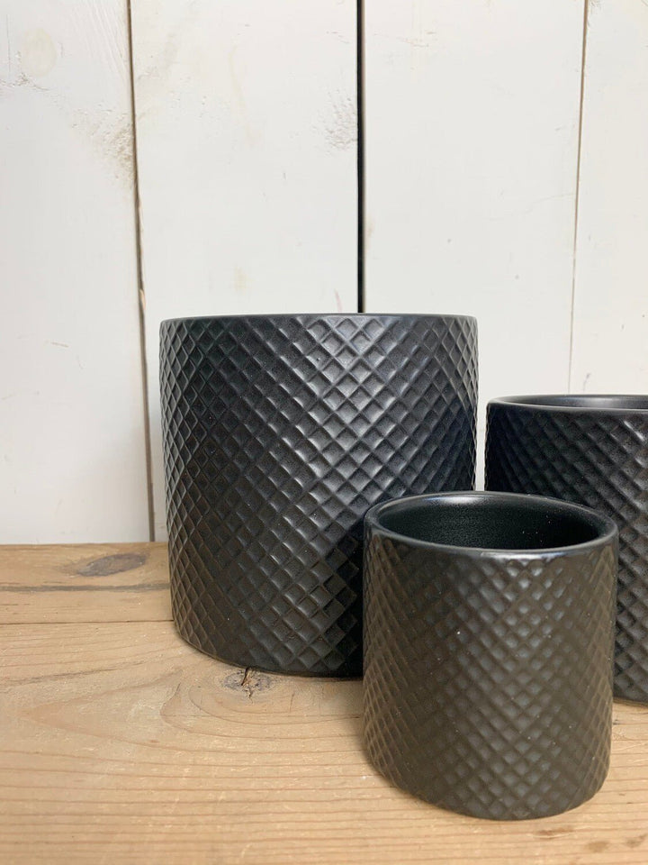 Black Patterned Pots