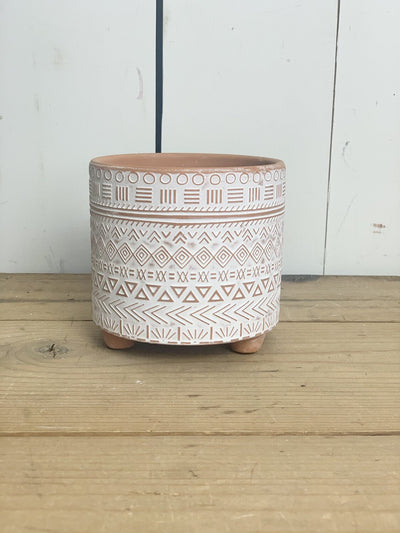 Patterned Terracotta Pots with Legs