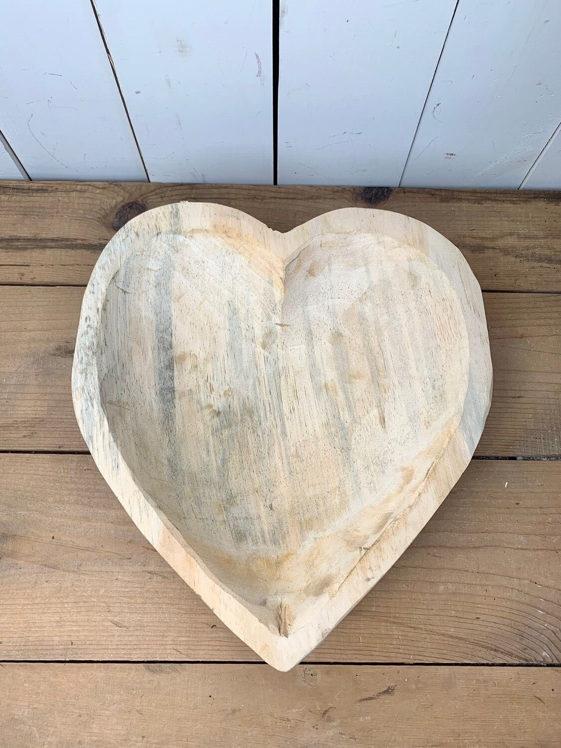 Large Wooden Heart Shaped Dough Bowls
