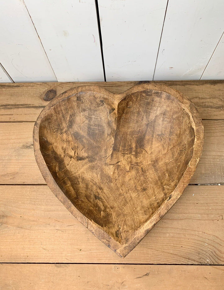 Large Wooden Heart Shaped Dough Bowls