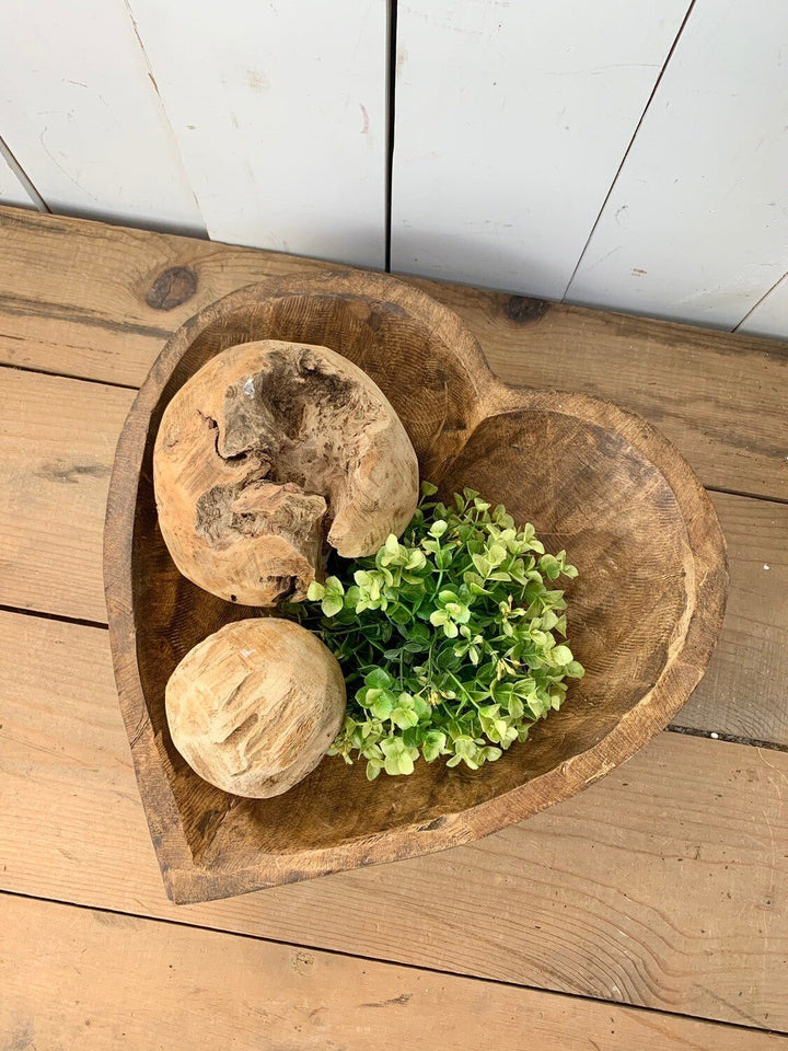 Large Wooden Heart Shaped Dough Bowls
