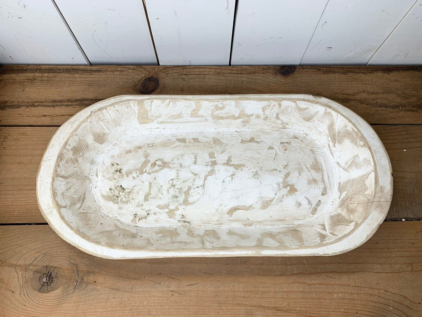 Large Oblong Wooden Dough Bowls