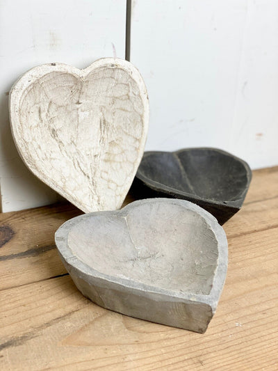 Mini Wooden Heart Dough Bowls