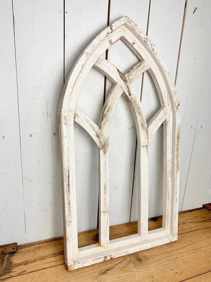 White Distressed Rounded Church Window