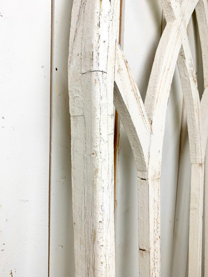 Large White Distressed Rounded Church Window