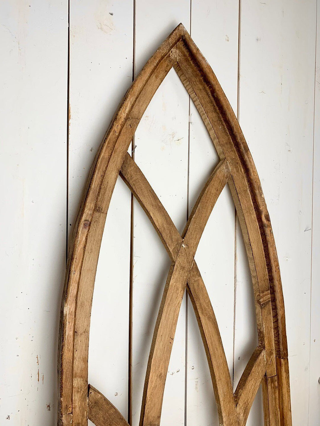 Large Brown Distressed Pointed Church Window