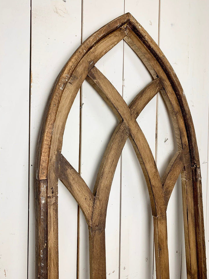 Large Brown Distressed Rounded Church Window