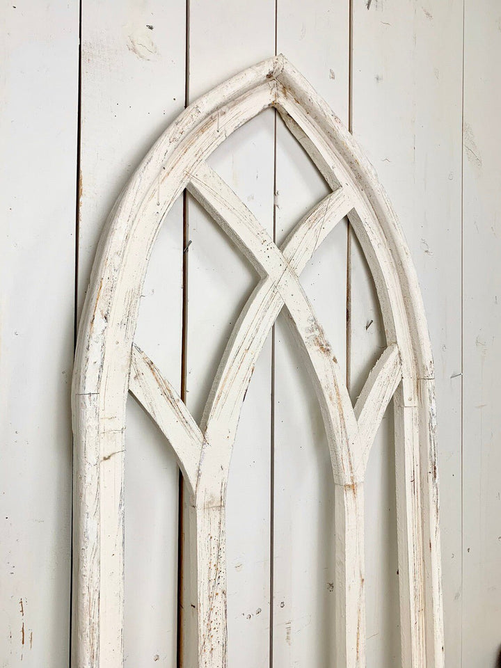 Large White Distressed Rounded Church Window