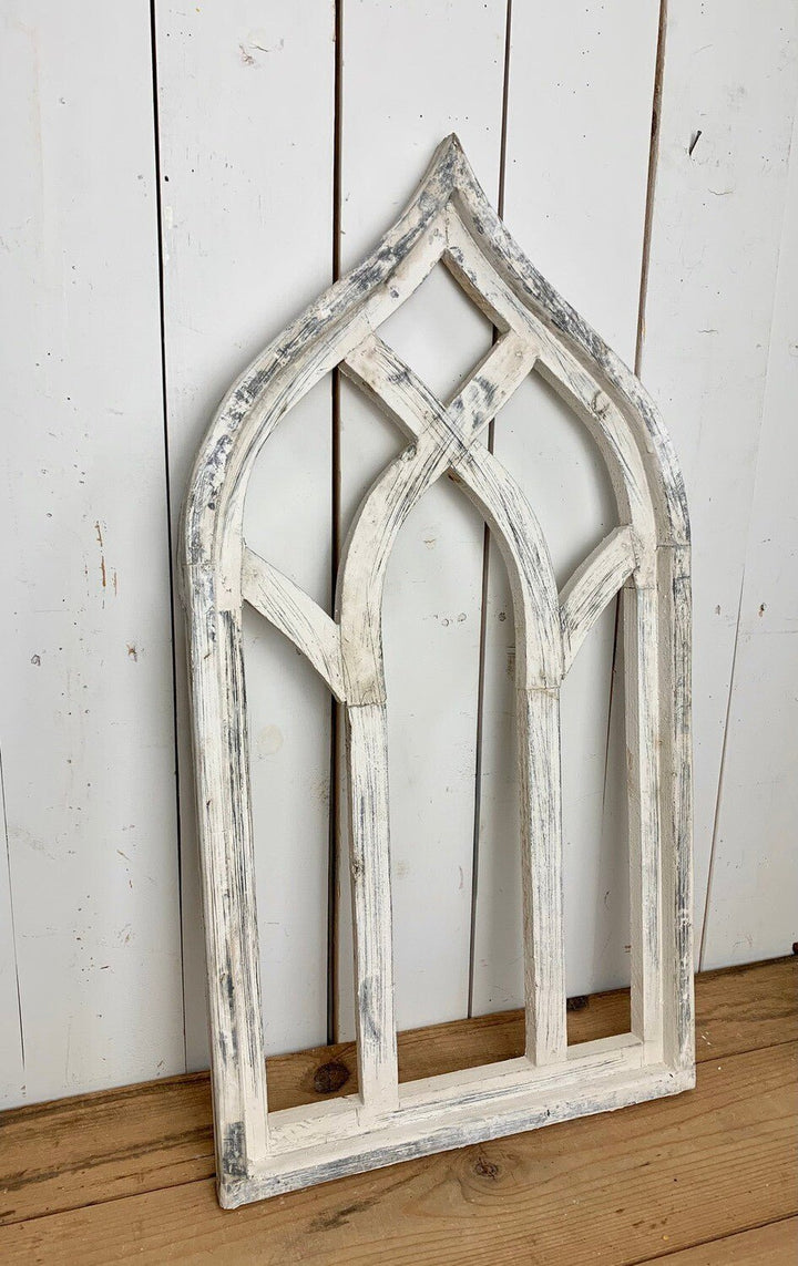 White Distressed Pointed Church Window