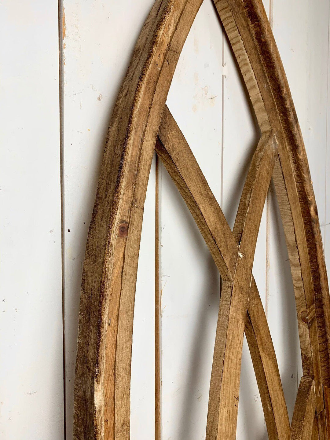 Large Brown Distressed Pointed Church Window