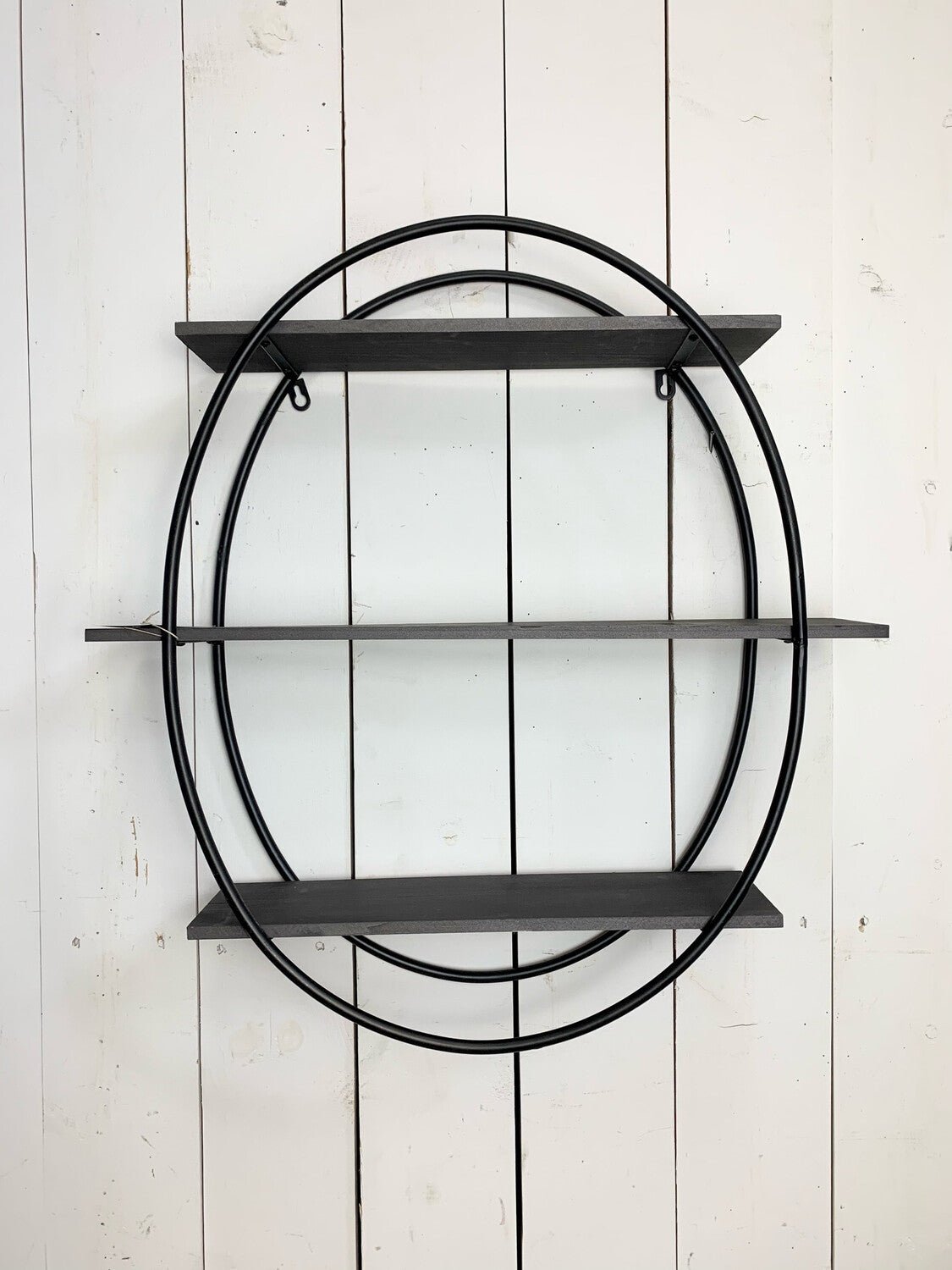 Dark Grey Oval Wooden Shelf