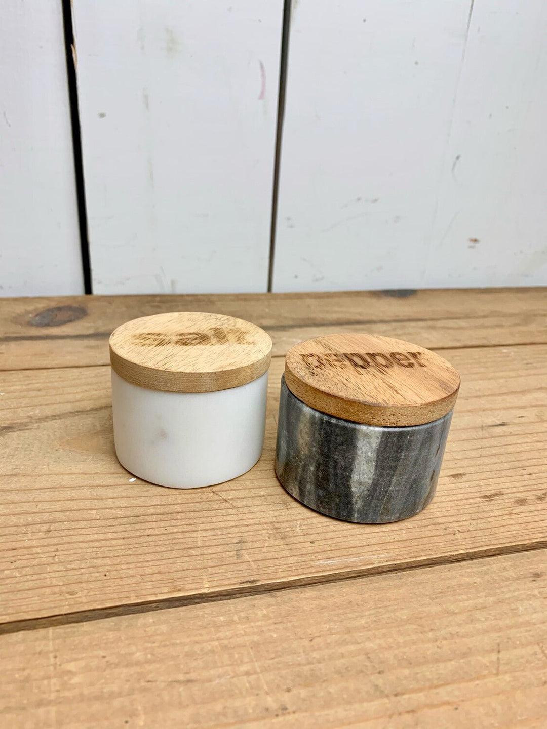 Marble Salt & Pepper Canister Set