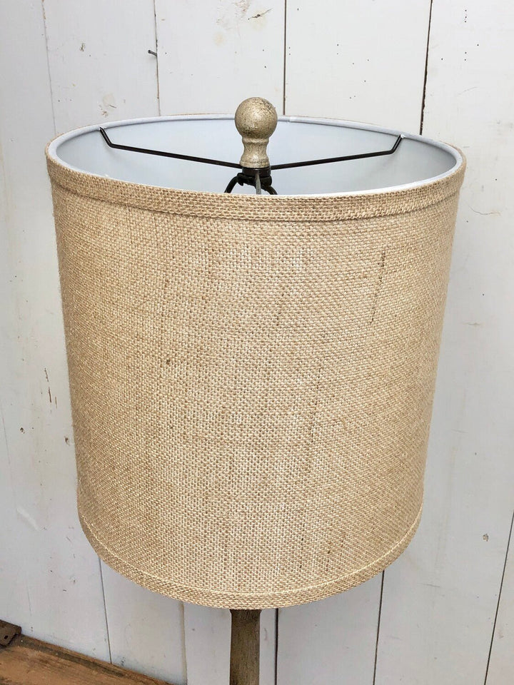 Brown Distressed Lamp with Tan Shade