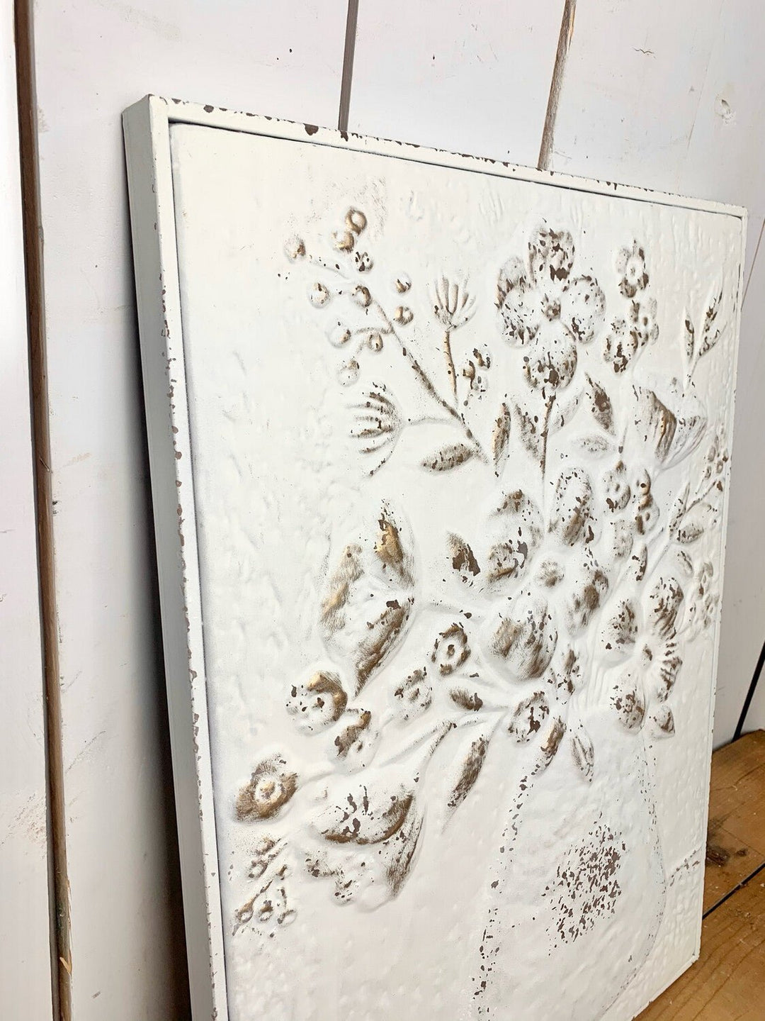 Metal and Embossed Floral Wall Art