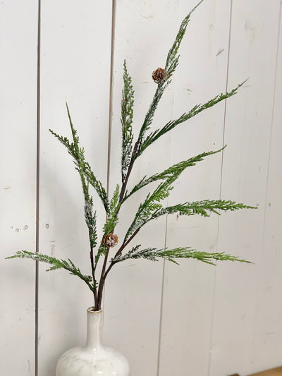 Lightly Frosted Pine Cone Stem