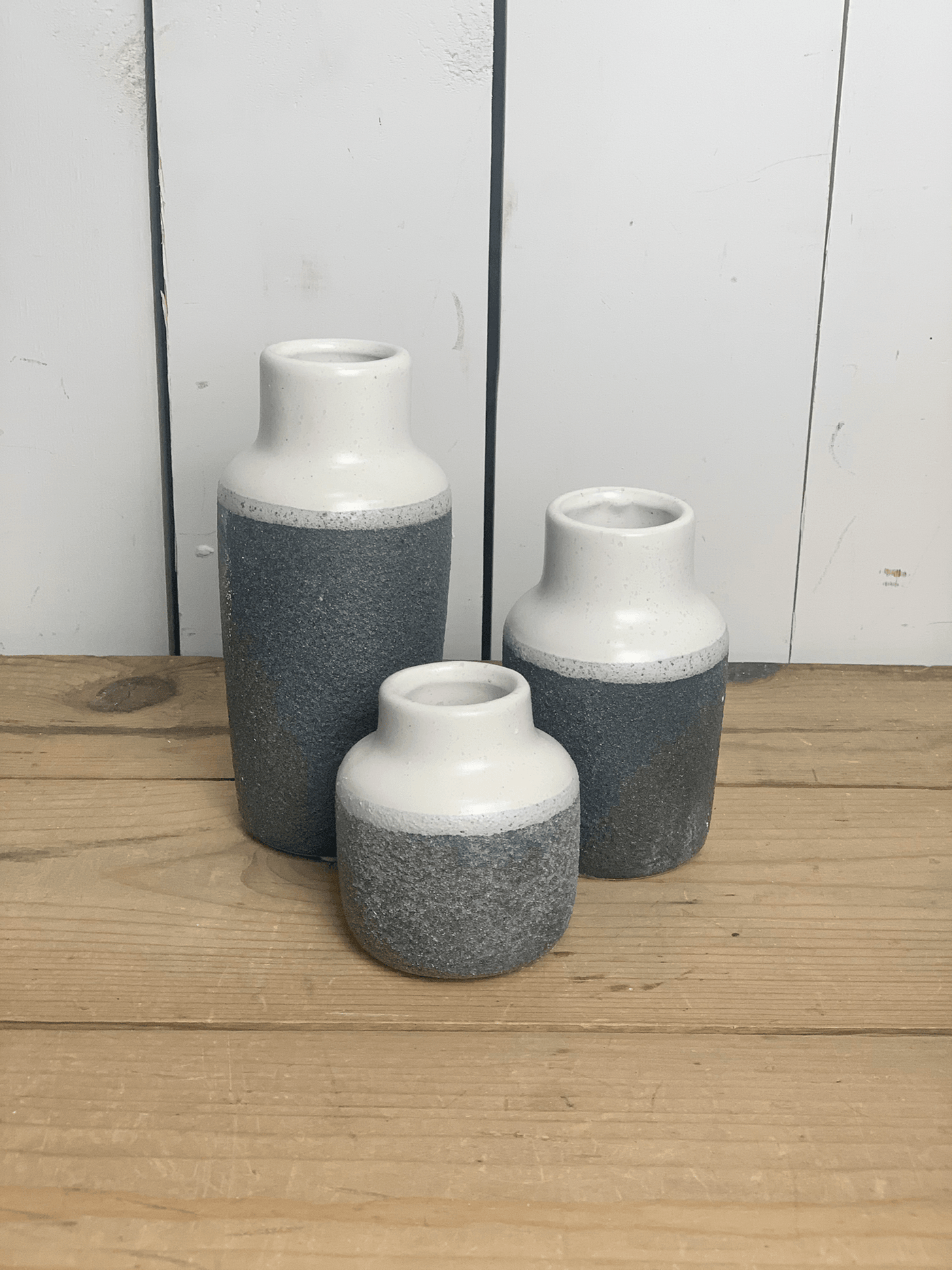 Black and White Textured Bottle Vases