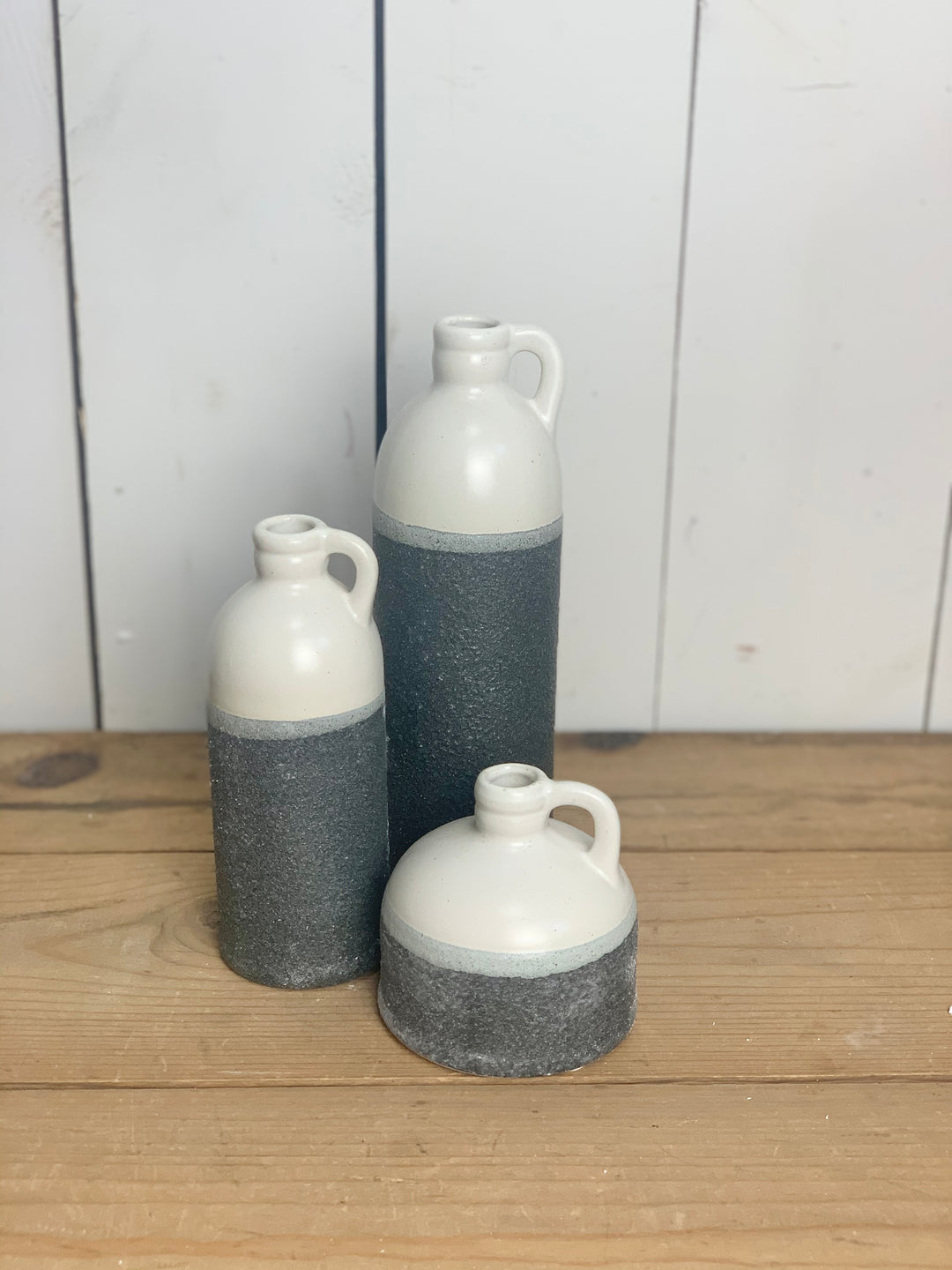 Black and White Textured Jug Vases