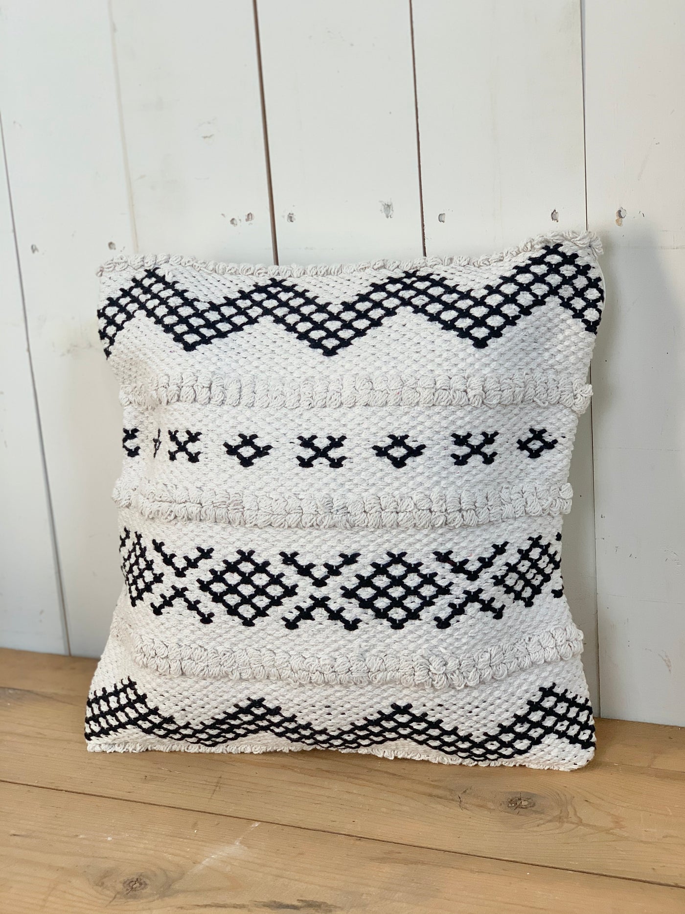 Black and White Woven Pillow