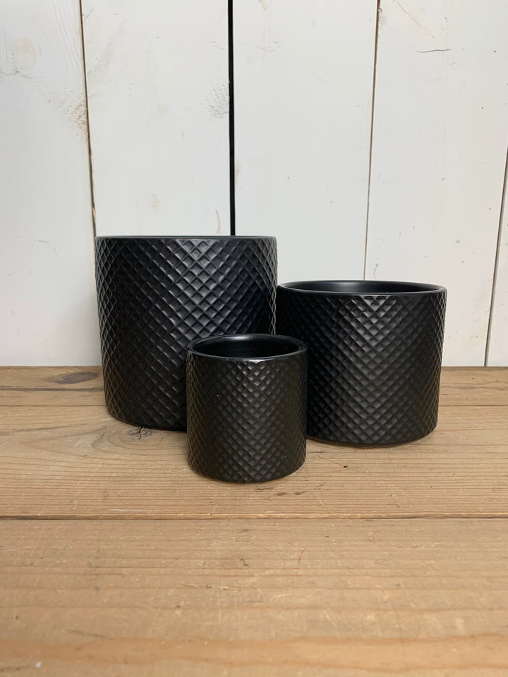 Black Patterned Pots