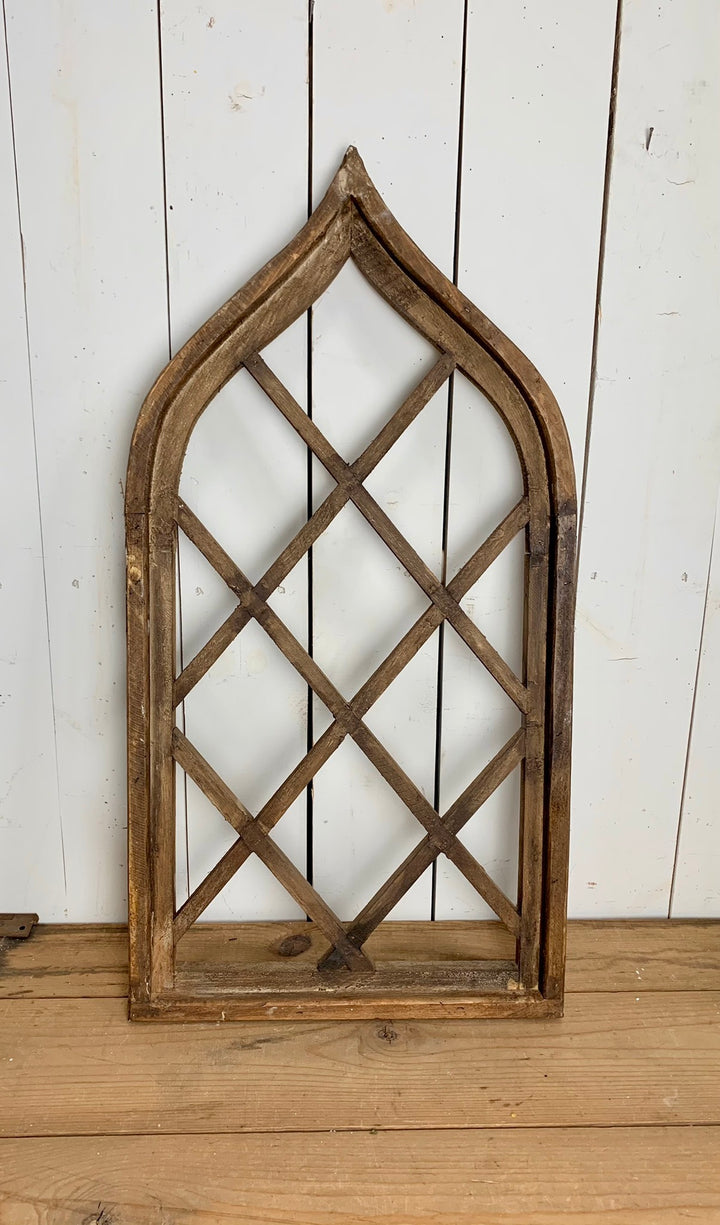 Brown Distressed Criss Cross Church Window