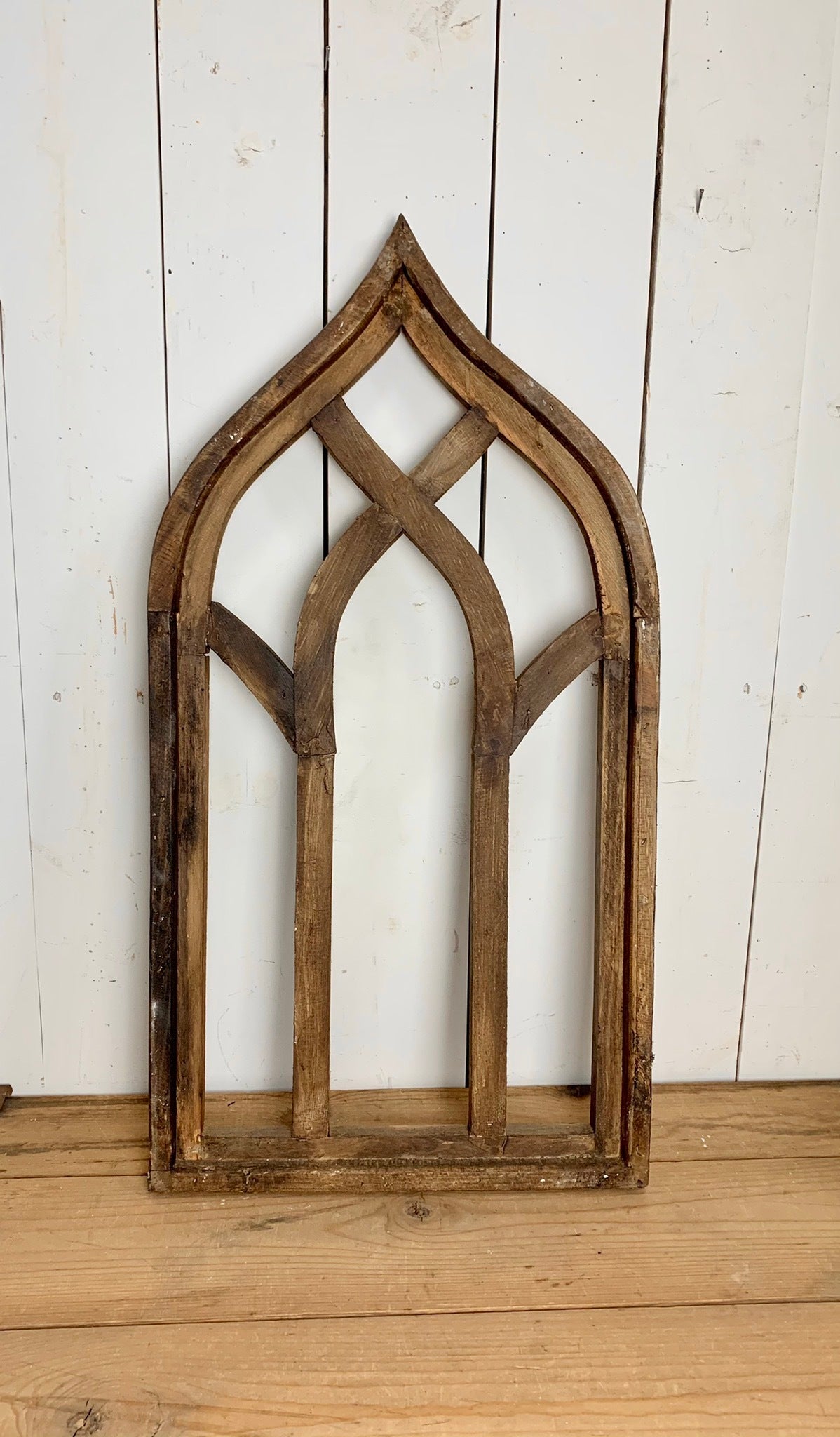 Brown Distressed Pointed Church Window