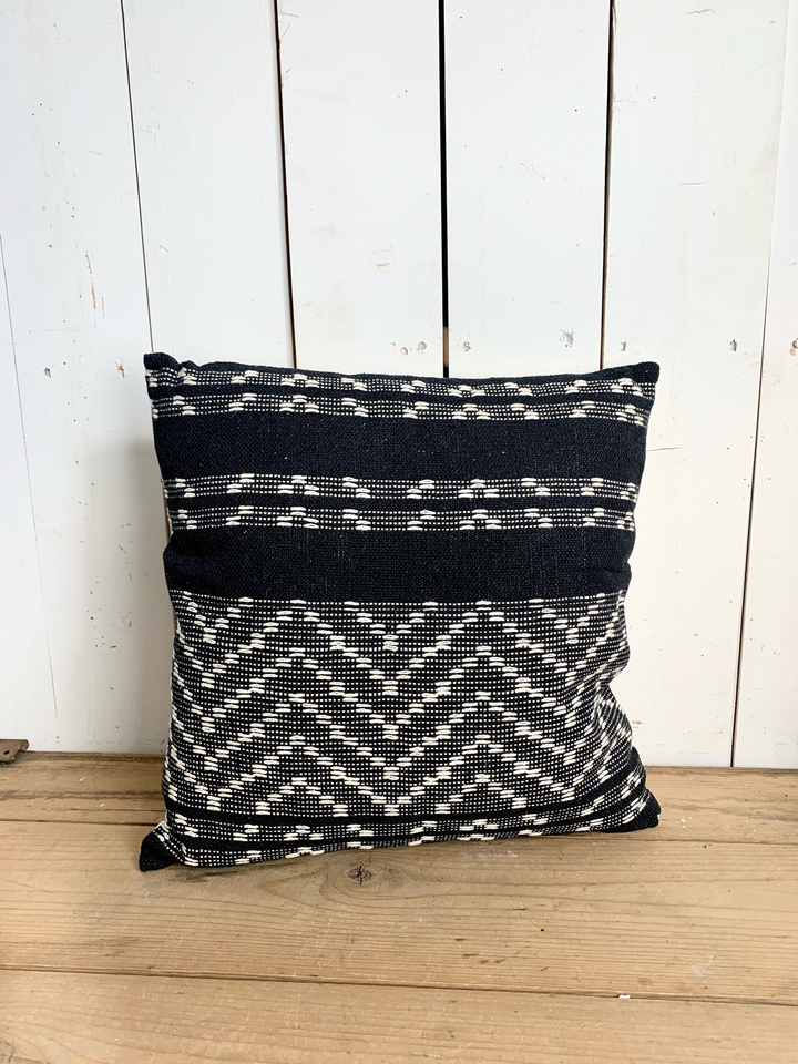 Cotton Black and Cream Woven Pillow