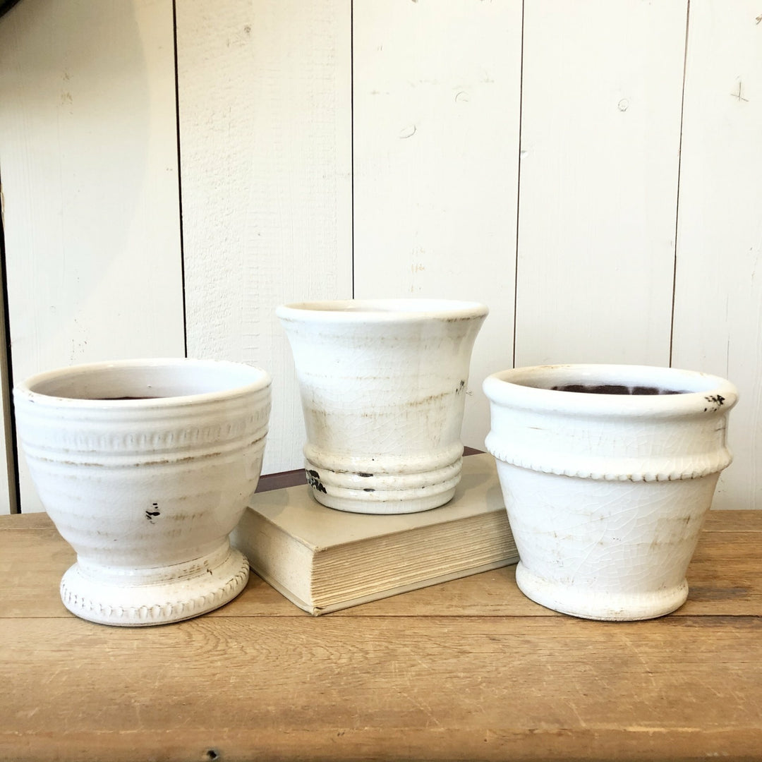 Cream Crackle Pots