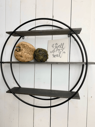Dark Grey Round Wooden Shelf