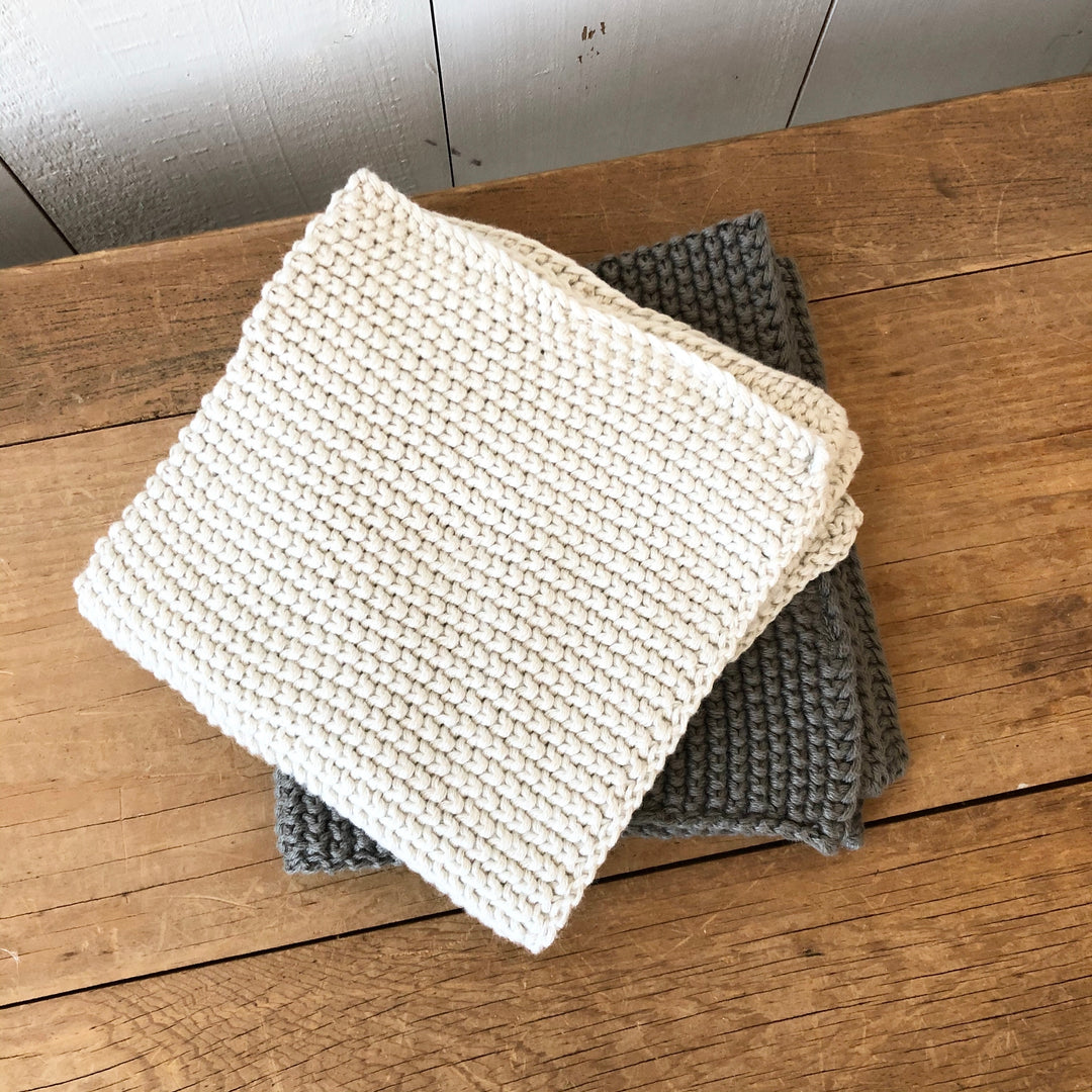Dish Cloth Set - Cream and Grey