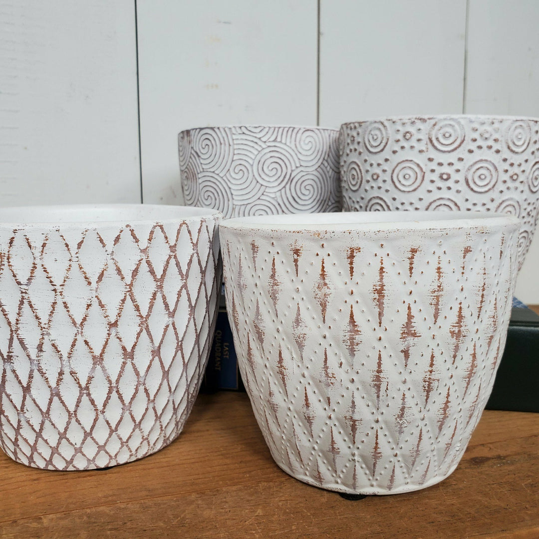 Distressed White Flower Pots