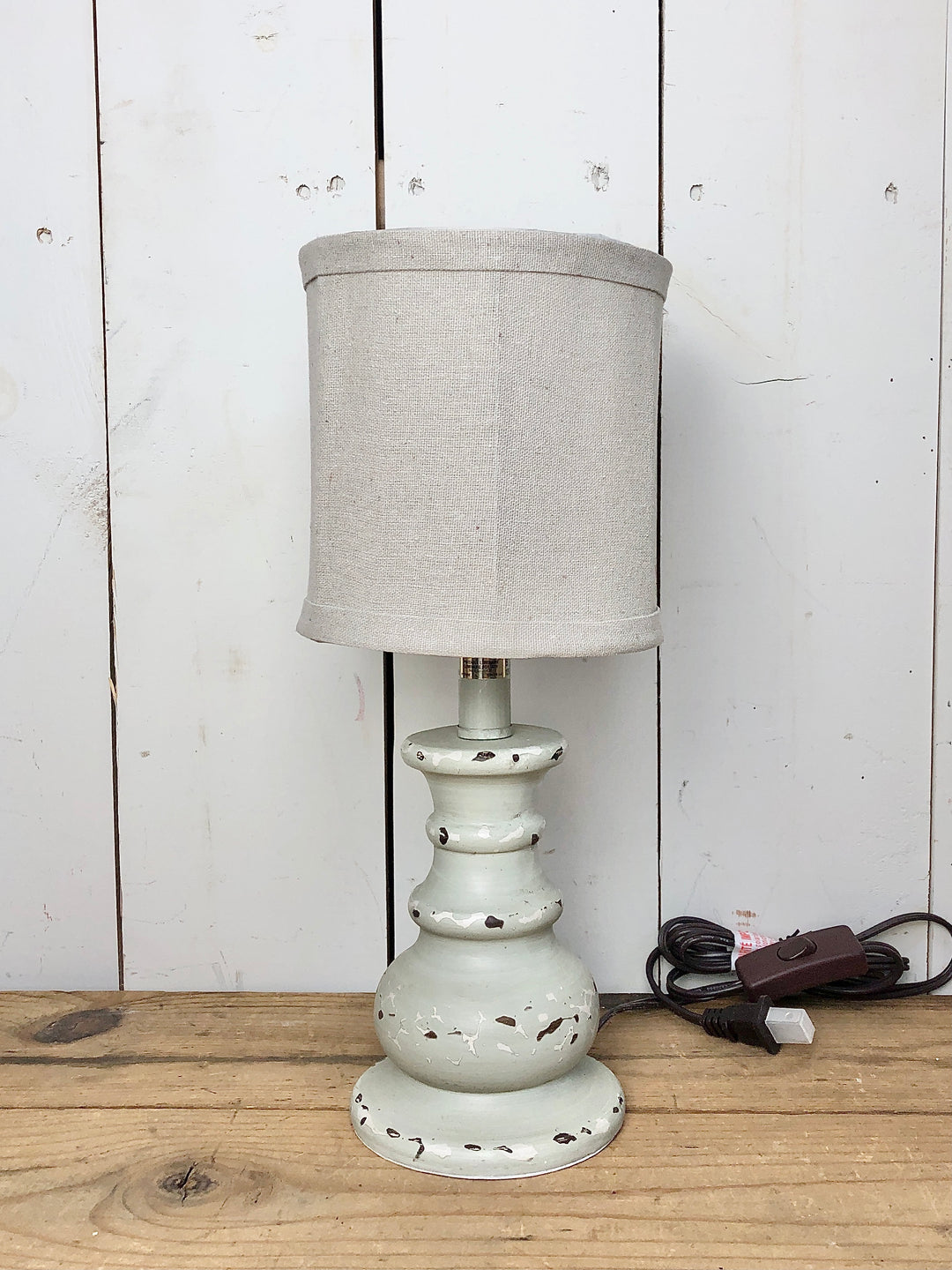 Grey Blue Distressed Lamp